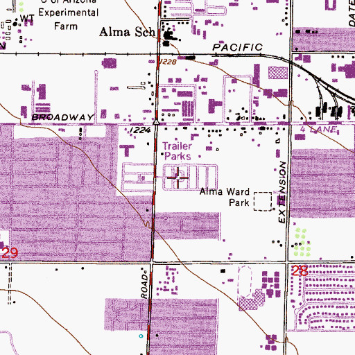 Topographic Map of Alma Gardens, AZ