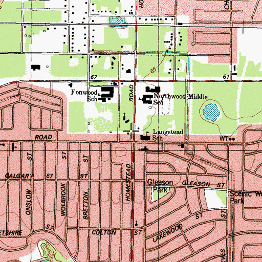 Topographic Map of Calvary Lutheran Church, TX