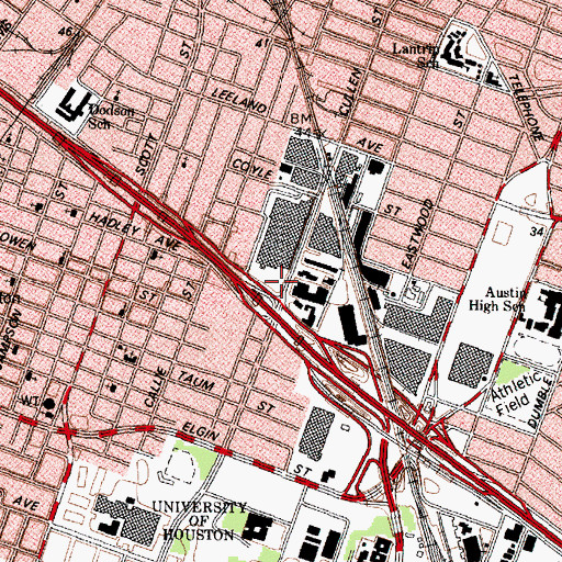 Topographic Map of Catholic Charismatic Center, TX