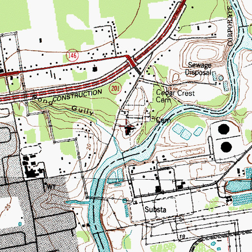Topographic Map of Cedar Bayou United Methodist Church, TX