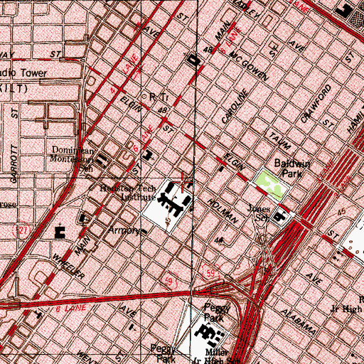 Topographic Map of Central Congregational Church, TX
