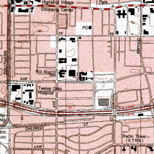 Topographic Map of Central Presbyterian Church, TX