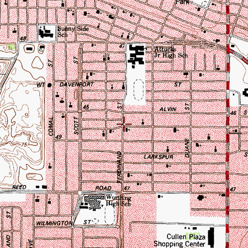 Topographic Map of Christian Faith Baptist Church, TX