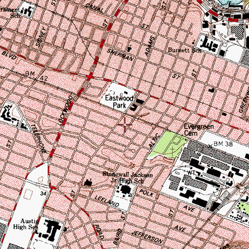 Topographic Map of Church Centro Evangelico Cristiano, TX