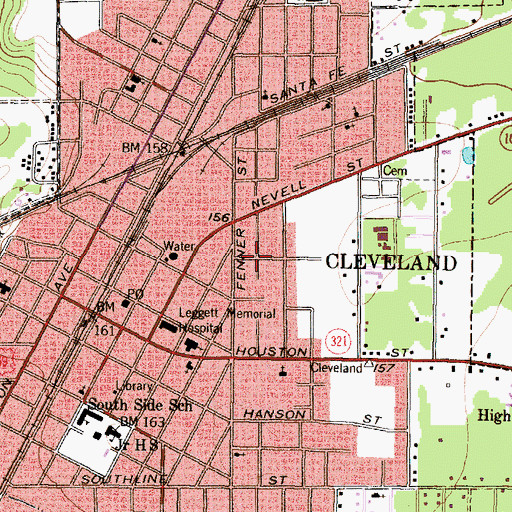 Topographic Map of Cleveland Missionary Baptist Church, TX