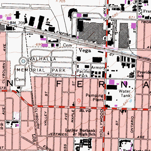 Topographic Map of Pacific Park, CA