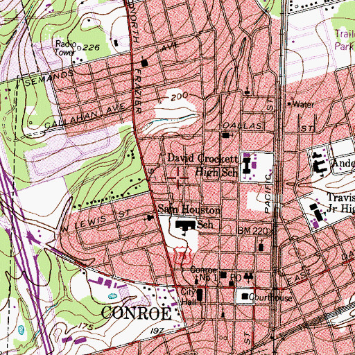 Topographic Map of Conroe Missionary Baptist Church, TX