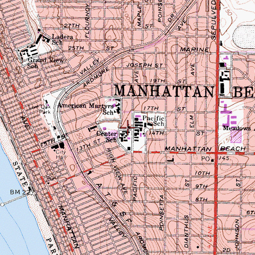 Topographic Map of Pacific Elementary School, CA