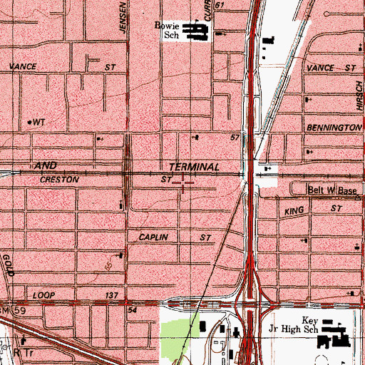 Topographic Map of Creston Baptist Church, TX