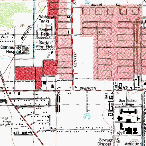 Topographic Map of Deer Park Assembly of God Church, TX