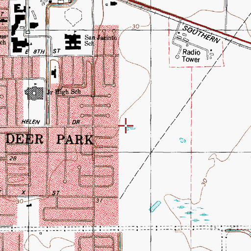 Topographic Map of Deer Park United Methodist Church, TX