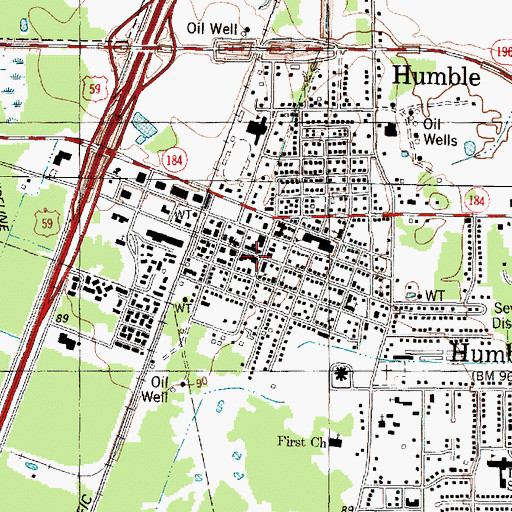 Topographic Map of Deerbrook Baptist Church, TX