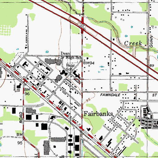 Topographic Map of Fairbanks Baptist Church, TX