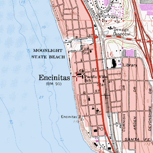 Topographic Map of Pacific View Elementary School, CA