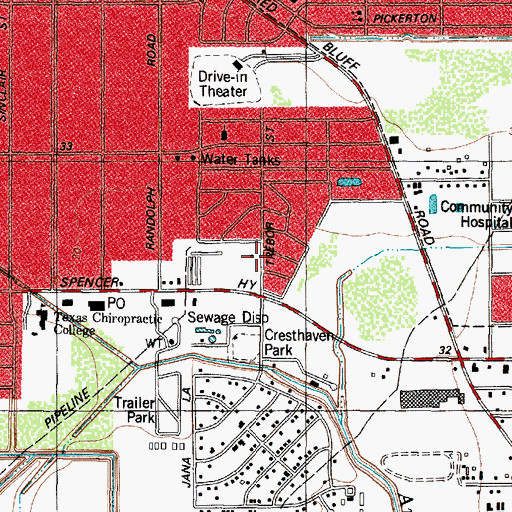 Topographic Map of Faith Bible Baptist Church, TX