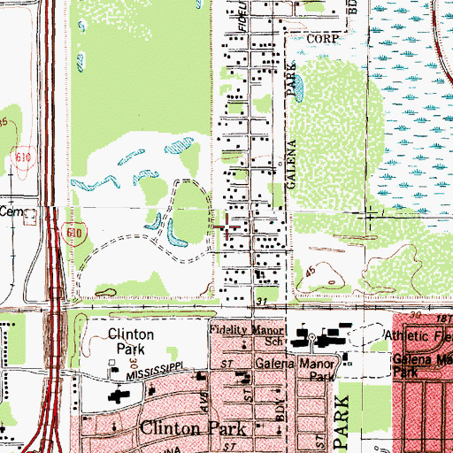 Topographic Map of Fidelity Baptist Church, TX