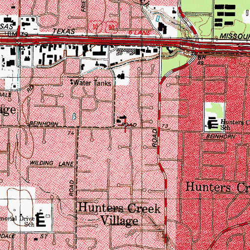 Topographic Map of First Congregational Church United Church of Christ, TX