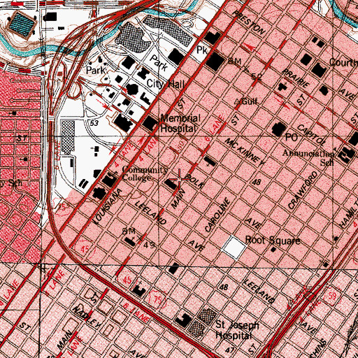 Topographic Map of First Methodist Church of Houston, TX