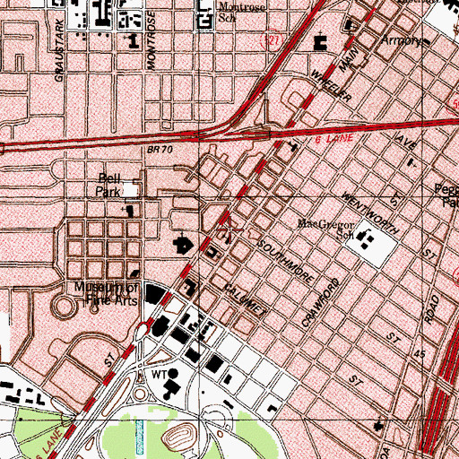 Topographic Map of First Unitarian Universalist Church, TX
