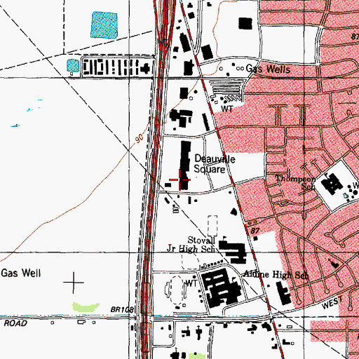 Topographic Map of Aldine Library, TX