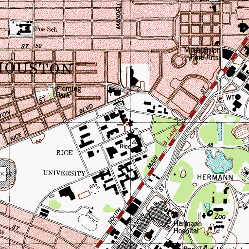 Topographic Map of Anne and Charles Duncan Hall, TX