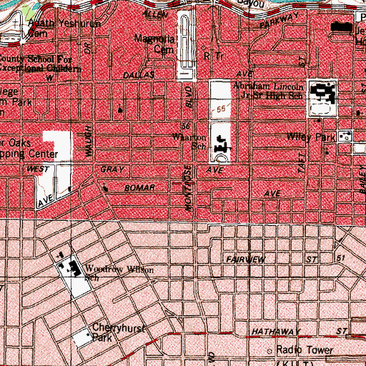 Topographic Map of Art League of Houston, TX