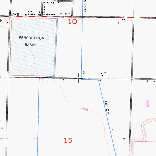 Topographic Map of Packwood Ditch, CA