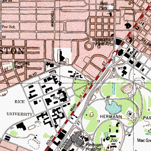 Topographic Map of Brown College Masters House, TX