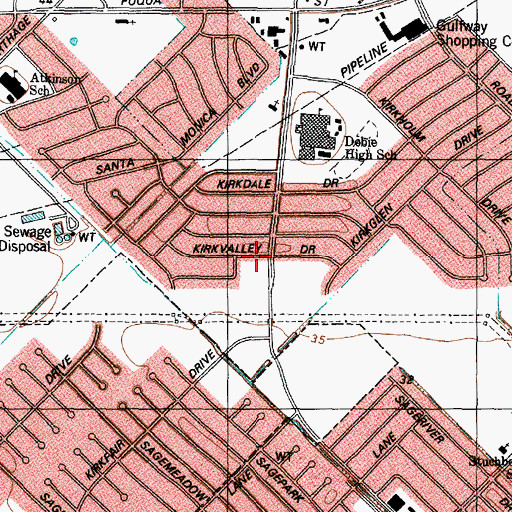 Topographic Map of City of Aviation Fire Department, TX