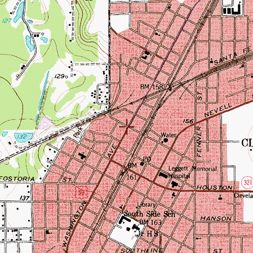 Topographic Map of City of Cleveland Fire Department, TX