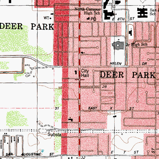Topographic Map of City of Deer Park Fire Department, TX
