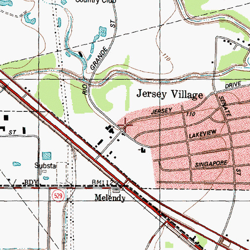 Topographic Map of City of Jersey Village Fire Department, TX