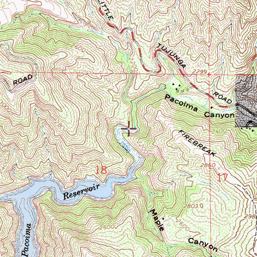 Topographic Map of Pacoima Canyon, CA