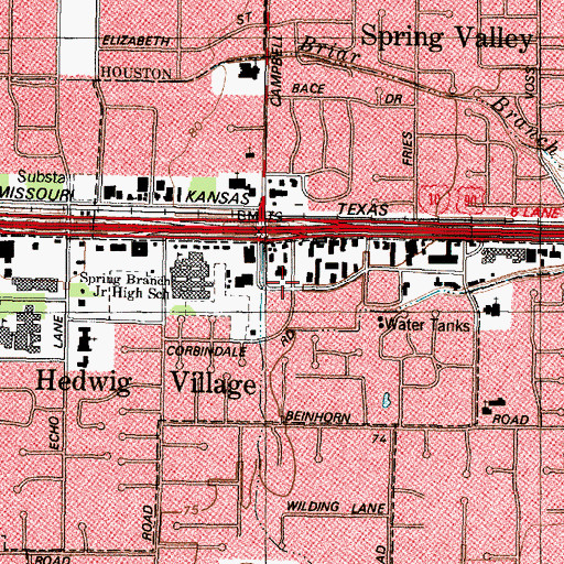 Topographic Map of City of Piney Point Village Fire Department, TX