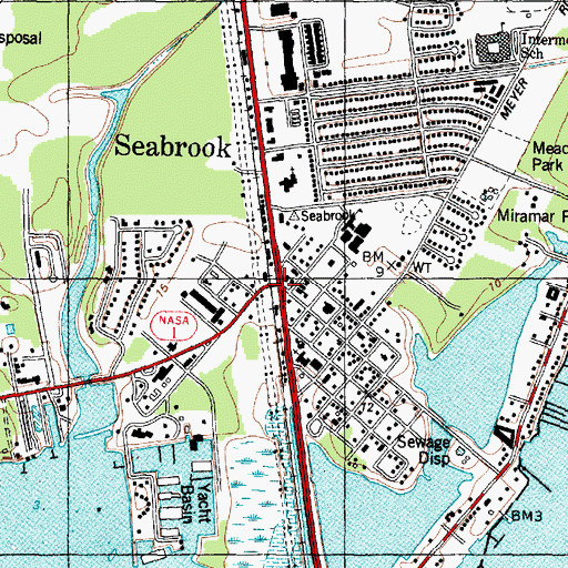 Topographic Map of City of Seabrook Fire Department, TX