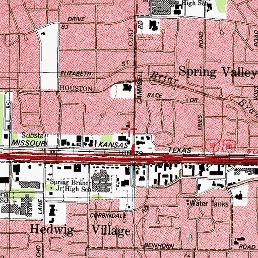 Topographic Map of City of Spring Valley Fire Department, TX