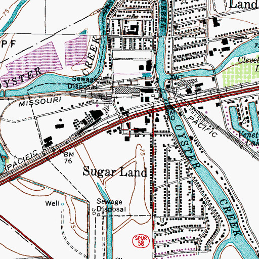Topographic Map of City of Sugar Land Fire Department, TX