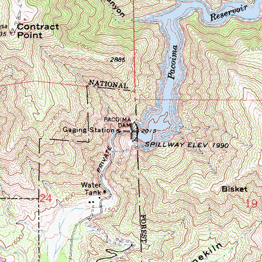 Topographic Map of Pacoima Dam, CA