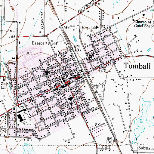 Topographic Map of City of Tomball Fire Department, TX