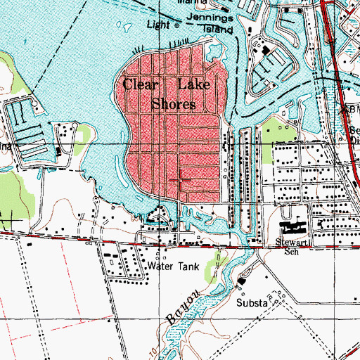 Topographic Map of Clear Lake Shores City Hall, TX