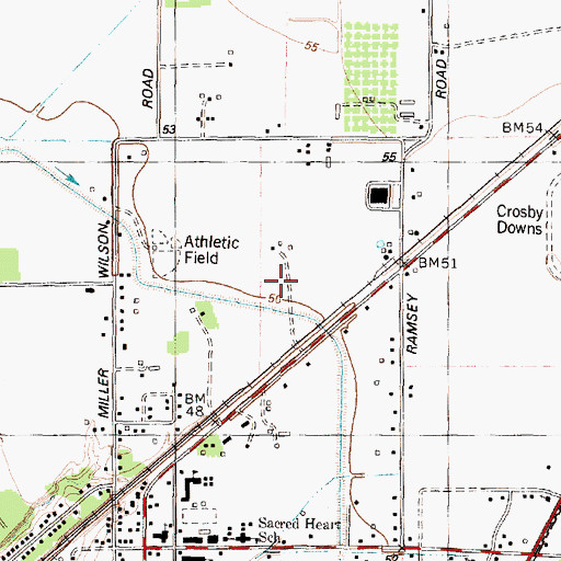 Topographic Map of Crosby Sports Complex, TX