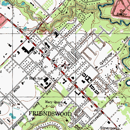 Topographic Map of Friendswood Police Station, TX