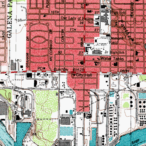 Topographic Map of Galena Park City Hall, TX