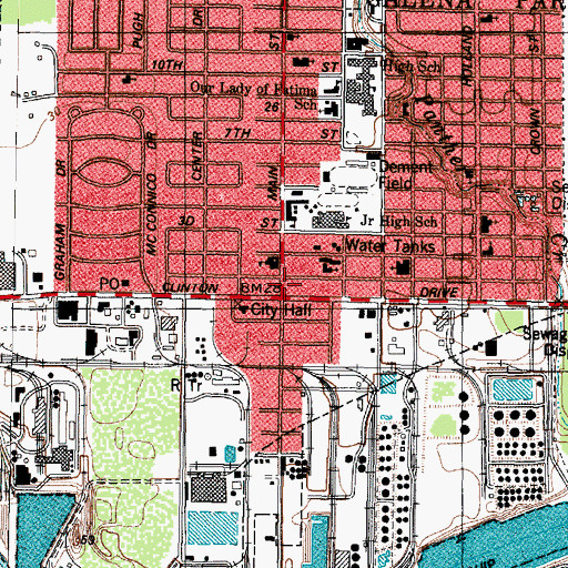 Topographic Map of Galena Park Library, TX