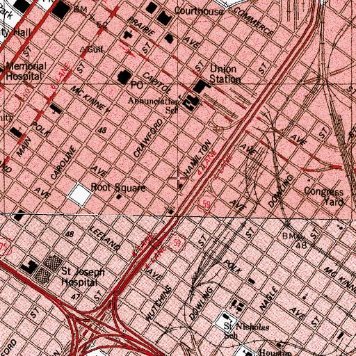 Topographic Map of George R Brown Convention Center, TX