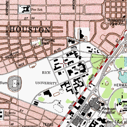 Topographic Map of George R Brown Hall, TX