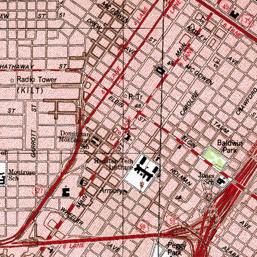 Topographic Map of Greater Houston Convention and Visitors Bureau, TX