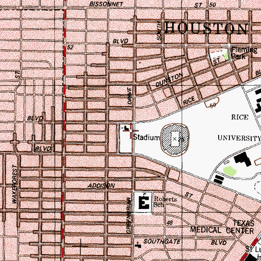 Topographic Map of Greenbriar Building, TX