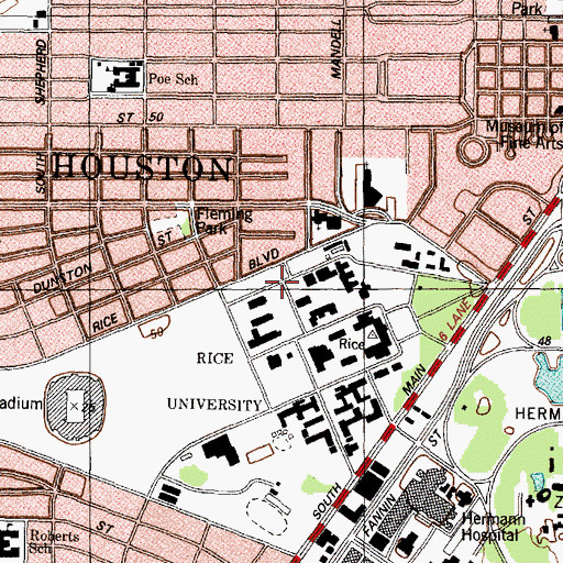 Topographic Map of Hamman Hall, TX