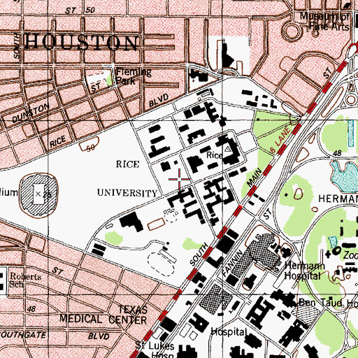 Topographic Map of Hanszen College Masters House, TX
